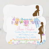Baby Clothesline en Silhouette Baby shower Kaart (Voorkant / Achterkant)
