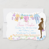 Baby Clothesline en Silhouette Baby shower Kaart (Voorkant)