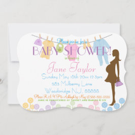 Baby Clothesline en Silhouette Baby shower Kaart