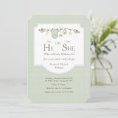 Baby Clothesline Gender onthullen Uitnodigingen (Staand voorkant)