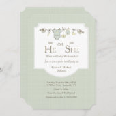 Baby Clothesline Gender onthullen Uitnodigingen (Voorkant / Achterkant)