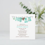 Baby Clothesline Geslacht Neutraal Baby shower Kaart (Staand voorkant)
