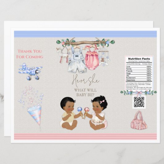Baby Clothesline Geslacht onthullen Chip Bag (Voorkant / Achterkant)