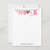 Baby Clothesline Girl Baby shower Dank u Notitiekaartje (Voorkant)