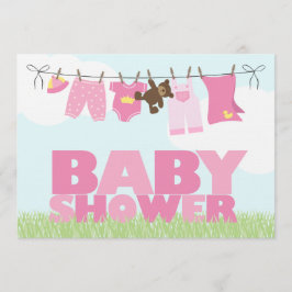 Baby Clothesline Girls Baby shower Kaart