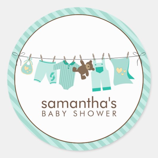 Baby Clothesline {groen} Ronde Sticker (Voorkant)