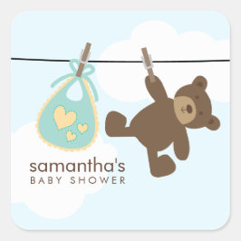 Baby Clothesline {groen} Vierkante Sticker
