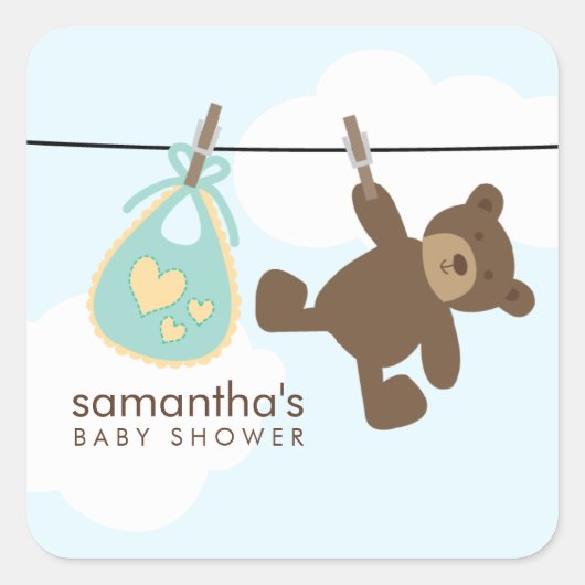 Baby Clothesline {groen} Vierkante Sticker (Voorkant)