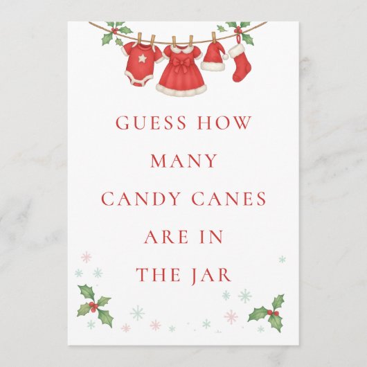 Baby Clothesline Guess How Many Shower Game sign Kaart (Voorkant)