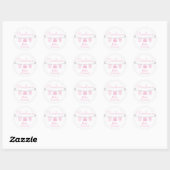 Baby Clothesline Meisje Baby shower Sticker, Roze Ronde Sticker (Vel)