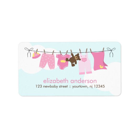 Baby Clothesline {pink} Etiket (Voorkant)