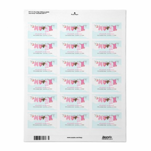 Baby Clothesline {pink} Etiket (Full Sheet)