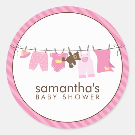 Baby Clothesline {pink} Ronde Sticker (Voorkant)