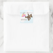 Baby Clothesline {pink} Vierkante Sticker (Tas)