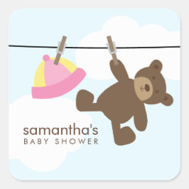 Baby Clothesline {pink} Vierkante Sticker