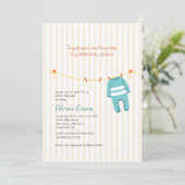 Baby Clothesline Shower-uitnodiging Kaart (Staand voorkant)