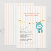 Baby Clothesline Shower-uitnodiging Kaart (Voorkant / Achterkant)