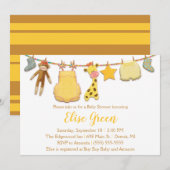 Baby Clothesline Shower-uitnodiging Kaart (Voorkant / Achterkant)