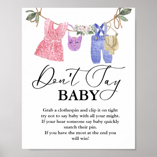 Baby Clothesline zegt niet het partijteken van bab Poster (Voorkant)