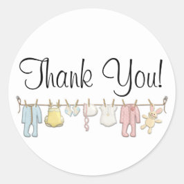 Baby Clothing Clothesline Baby's Naaien Dank u Ronde Sticker