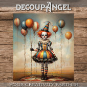 Baby Clown met ballonnen - Decoupage - Tissuepapier