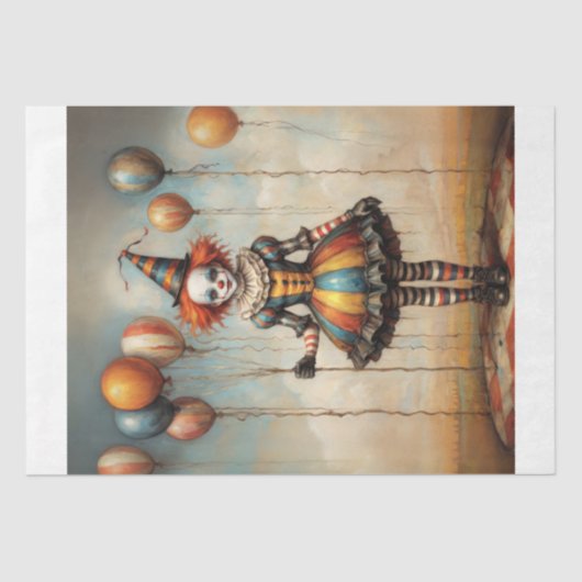 Baby Clown met ballonnen - Decoupage - Tissuepapier (Voorkant)