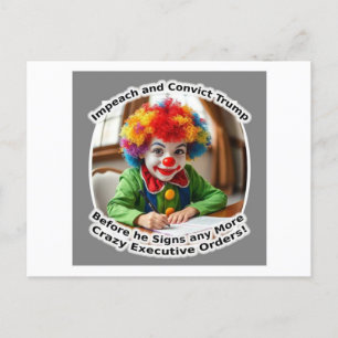 Baby-clown tekent uitvoeringsbevelen briefkaart