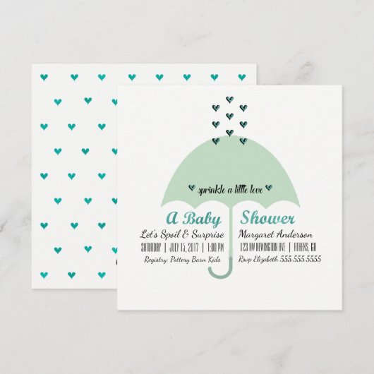 BABY & CO Baby Groene Shower Strooi Liefde Feest Kaart (Voorkant / Achterkant)