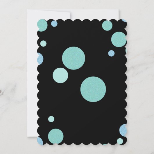 BABY & CO Blauwgroen Blauw & Zwart Polka Dot Party Kaart (Achterkant)