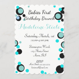 BABY & CO Blauwgroen Blauw & Zwart Polka Dot Party Kaart