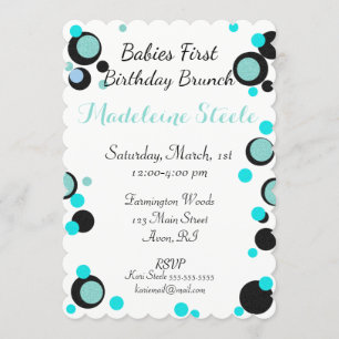 BABY & CO Blauwgroen Blauw & Zwart Polka Dot Party Kaart