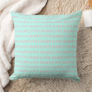 BABY & CO Love Baby Mint Blauwe & Roze Kinderkamer Kussen