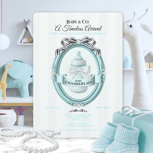 Baby & Co Modern Baby Shower Invitation Kaart