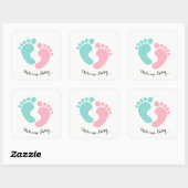 BABY & CO Tiny Footprint Baby onthullen Shower Par Vierkante Sticker (Vel)