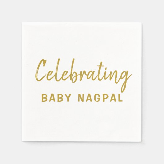 Baby Cocktail servet goud en wit (Voorkant)