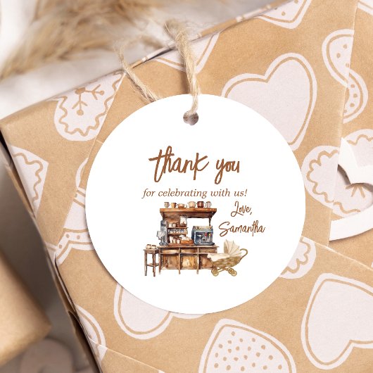 Baby Coffee Baby shower Round Bedankjes Labels