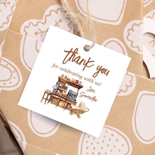 Baby Coffee Baby shower Square Bedankjes Labels
