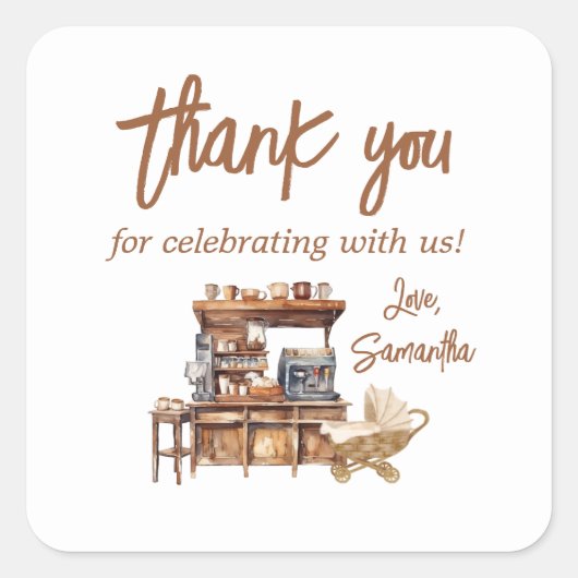 Baby Coffee Baby shower Vierkante Sticker (Voorkant)