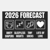 Baby Coming Soon 2026 Forecast Baby Shower Funny  Rechthoekige Sticker (Voorkant)