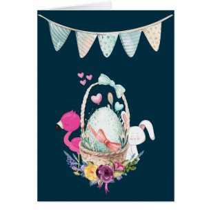 Baby Congrats met Nestende Ei Flamingo & Konijn