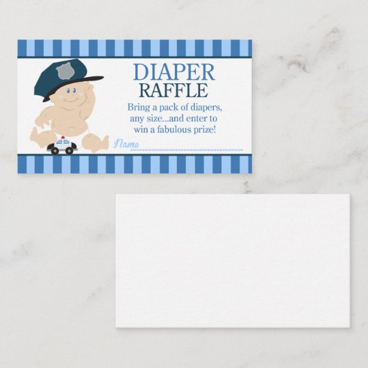 Baby Cop Police Officer Baby shower Diaper Raffle Informatiekaartje (Voorkant / Achterkant)