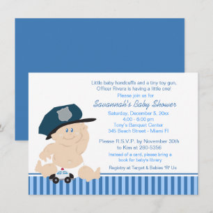 Baby Cop Police Officer Baby shower Uitnodiging