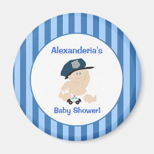Baby Cop Police Officer Ronde Custom Favor Magnet