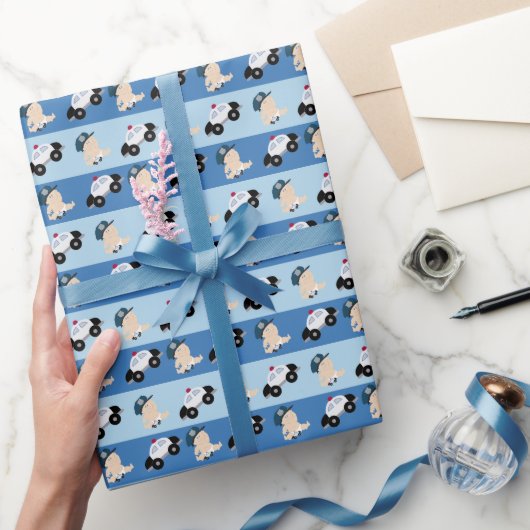 Baby Cop Police Officer Wrapping Paper Cadeaupapier (Geschenken)