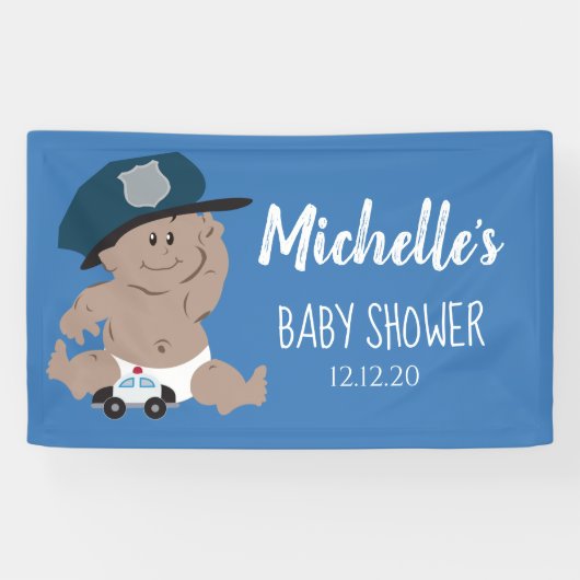 Baby Cop Politieagent Baby shower - Etnisch Spandoek (Horizontaal)