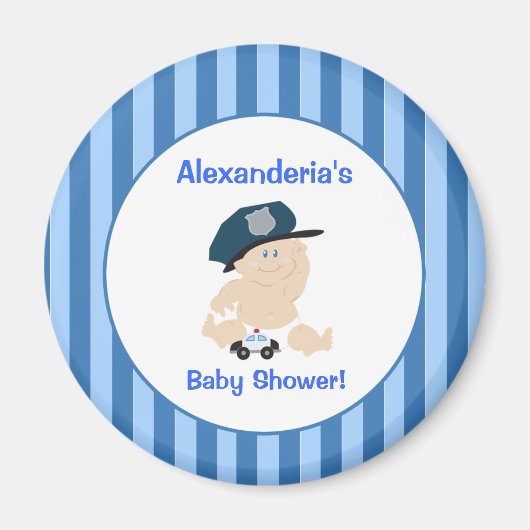 Baby Cop Politieagent Ronde Custom Favor Magnet (Voorkant)
