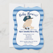 Baby Cop Politieman Striped Moderne Invitation Kaart (Voorkant)