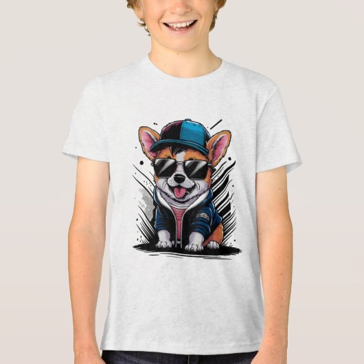 Baby Corgi Tri-Blend Shirt (Voorkant)