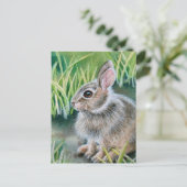 Baby Cottontail Bunny Rabbit Waterverf Art Briefkaart (Staand voorkant)