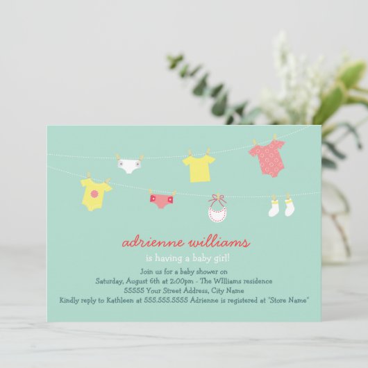 Baby Couture Baby shower Uitnodigen Kaart (Staand voorkant)